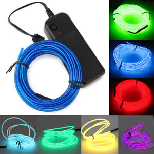 Battery Operated Neon LED Lights Glow EL Wire String Strip Rope Tube Party Decor