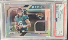 2021 Prizm Trevor Lawrence Premier Silver Prizm RC Jersey Patch Card #PJ-1 PSA 9