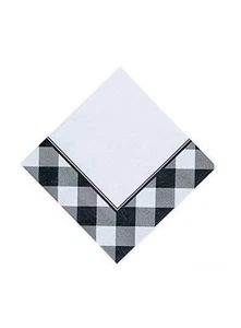 Black and White Buffalo Plaid Luncheon Napkins Set of 16 - Picture 1 of 2