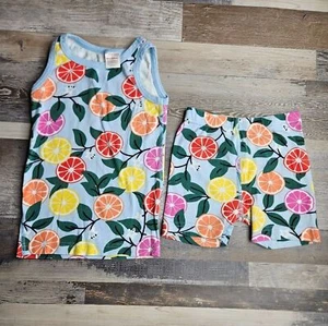 Hanna Andersson Kids Youth Pajamas PJs Set Size 5 Blue With Citrus Slices - Picture 1 of 5