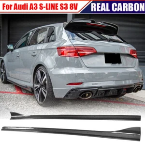FOR Audi A3 S-LINE S3 8V Sportback 2014-17 REAL CARBON Side Skirts EXTENSION LIP - Bild 1 von 16