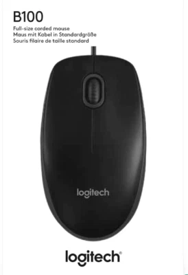 Logitech B100 WIRED USB Mouse  100 Dpi Optical Tracking - Black - Image 1 of 4