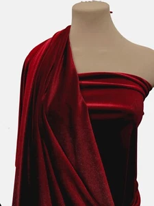 TERCIOPELO ELÁSTICO ROJO OSCURO POR PARTE.. 58" ANCHO.. FORMAL, COSPLAY, DISFRAZ 4 VÍAS - Imagen 1 de 1