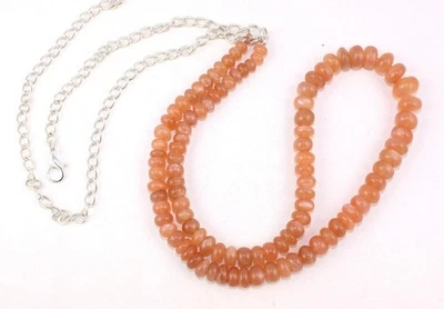 Pietra di luna pesca pietre preziose lisce perline argento sterling 925... - Immagine 1 di 4