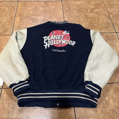 Vintage Planet Hollywood Jacket Mens Large Orlando Blue Varsity - Image 1 of 4
