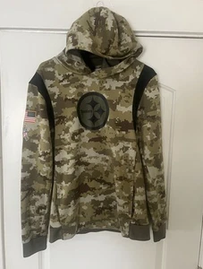 Nike Dri Fit On Field Salute to Service Pittsburgh Steelers Camo Hoodie Youth XL - Picture 1 of 4