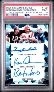 2025 LEAF SIGNATURE SERIES TERRY BRADSHAW/BERT JONES/KEN ANDERSON AUTO 1/1 PSA 9 - Picture 1 of 2