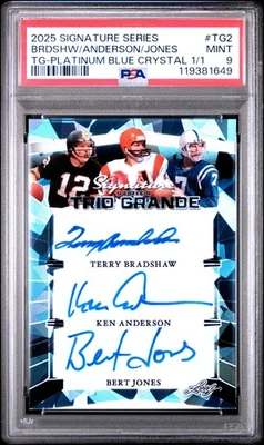 2025 LEAF SIGNATURE SERIES TERRY BRADSHAW/BERT JONES/KEN ANDERSON AUTO 1/1 PSA 9 - Image 1 of 2