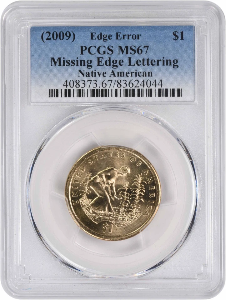 (2009) Dólar Sacagawea letras borde faltante MS67 PCGS Foto 1 de 2