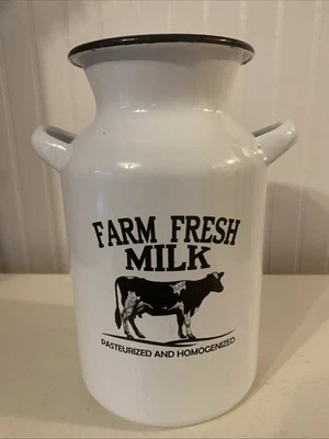 8-дюймовая белая эмалированная ваза для фермерского дома с молочной банкой - Изображение 1 из 4