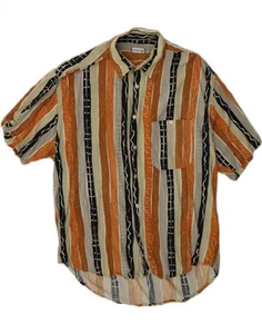 VINTAGE Herren Kurzarm Hemd XL braun gestreift Viskose CK14 - Bild 1 von 3