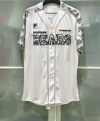 FILA KBO DOOSAN BEARS AUTÉNTICA CAMISETA DE JUEGO DE BÉISBOL COREA #82 DÍA MILITAR XL Foto 1 de 4