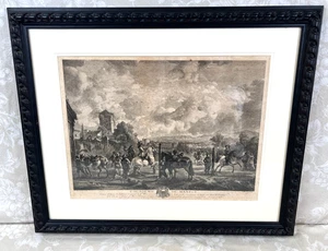 Ant. Engraving Horse Training Facility,  L' Academie Du Manege, 1742. J. Moyreau - Picture 1 of 18