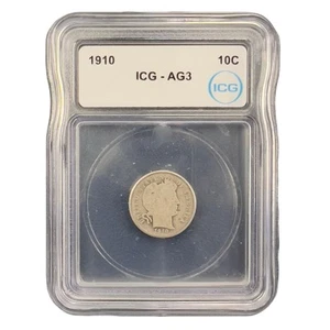 1910 Barber Dime 10c ICG AG3 - Picture 1 of 2