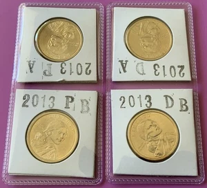 2013 P&D Nativo Americano Sacagawea Dólar Pos.A&B - Juego de monedas de 4 BU como nuevo fila/voltea - Imagen 1 de 8