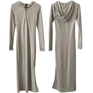 NEW WILD FABLE Hooded Long Sleeve Sweater Dress Maxi Heather Gray Size Small - Picture 1 of 5