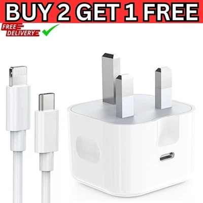 For iPhone 14 13 12 11 Pro Max X Fast 20W USB-C PD Plug & Cable Charger Adapter - Image 1 of 4