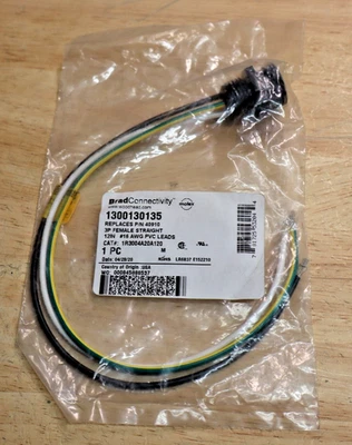 Molex Woodhead Cable Assembly 1300130135 16AWG Circular 3 POS F Mini-Change - Image 1 of 3