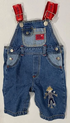 Mono vaquero vintage mini granjero bebé niño talla 3-6 meses bolsillos piernas a presión Foto 1 de 4