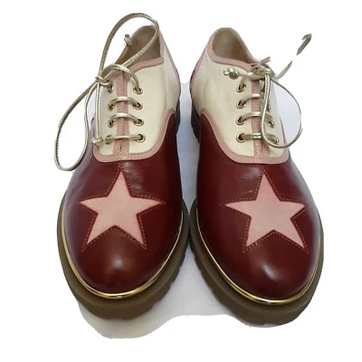 Nuevo CHARLOTTE OLYMPIA $795 Vino y Crema Estrella Recortes Stefania Oxford Italia UE 37 Foto 1 de 4