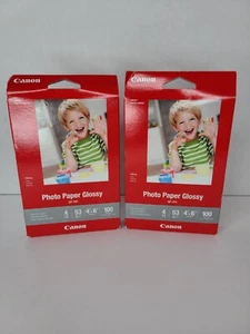 Canon Photo Paper Glossy 100 Sheets 4”x 6”  Lot of 2. Brand New Sealed  - Picture 1 of 7