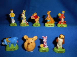 WINNIE the POOH Set 9 Figurines French Porcelain FEVES Gloss Figures DISNEY Head - Picture 1 of 10