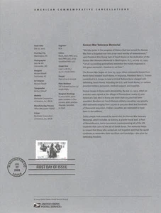 #0323 37c Korean War Memorial #3803 Souvenirseite - Bild 1 von 1