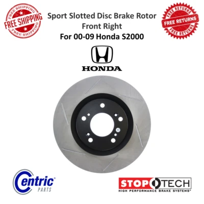 Rotor de freio a disco StopTech Sport com fenda dianteiro direito ventilado para 00-09 Honda S2000 - Imagem 1 de 4