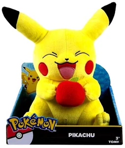 Pokemon PIKACHU EATING APPLE Soft Toy 10" Plush Nintendo 2016 Character #025 New - Picture 1 of 6