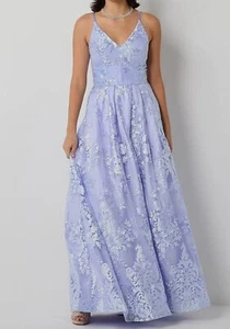BCX Juniors' Women's Purple Floral Embroidered V-Neck Sleeveless Dress Size 7 - Picture 1 of 4
