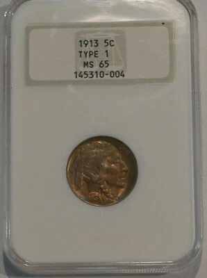 1913 TYPE 1 BUFFALO NICKEL IN OLD NGC HOLDER MS65 - free shipping!!! - Image 1 of 4