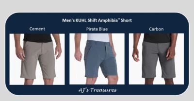 Pantalones cortos KUHL Shift Amphibia™ para hombre nuevos con etiquetas ~ cemento, carbono, azul ~ talla 32 y 40 Foto 1 de 4