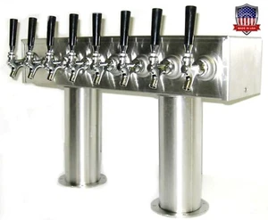 Stainless Steel Draft Beer Tower Made in USA 8 Faucets GLYCOL READY - PTB-8SSG - Picture 1 of 3