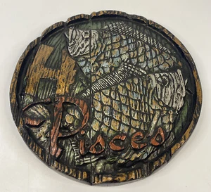 Vintage 1960's PISCES ZODIAC Chalkware - 9.75” Wall Hanger Astrology - Picture 1 of 4