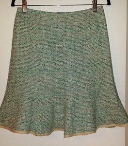 NANETTE LEPORE Cotton Blend Woven Skirt Teal/Beige Sz 2 EUC - Mint Condition - Picture 1 of 5