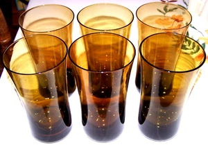 6 Nice Denby Matching Amber Glass Tumblers - Picture 1 of 2