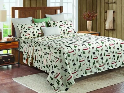 LAKE LIVING SUPER SOFT 4PC SHEET SET for CABIN LODGE or CAMPER in QUEEN and KING