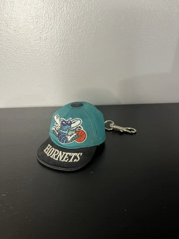 RARE NOS Vintage Licensed NBA Charlotte Hornets Mini Hat Key Chain, Ring Cover