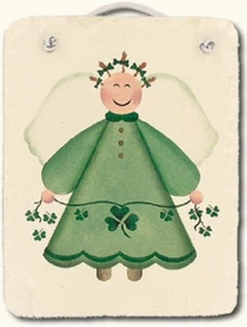 Irish Angel Hand-stenciled Slate made in the U.S.A. from Maine roofing slate - Picture 1 of 1