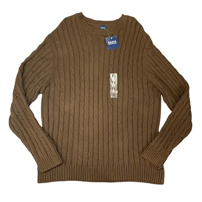 Vintage Basic Editions Sweater Mens XL Extra Large Crew Neck Cable Knit Ribbed - Image 1 of 4