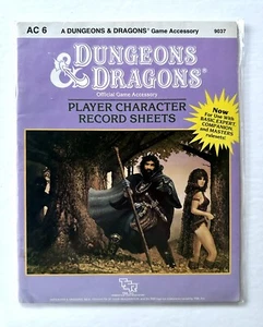 Dungeons & Dragons Player Character Record Sheets AC 6 TSR D&D 9037 Vintage’85 - Picture 1 of 3