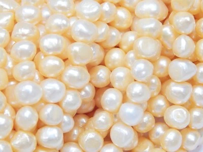 Zuchtperlen Natur 8mm Creme  Apricot Reiskorn Süßwasserperlen Schmuck Perle D488 - Bild 1 von 4