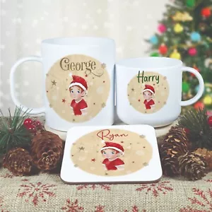 Childrens Elf Christmas Mug, Unbreakable Hot Chocolate Mug Coaster Set for Kids - Picture 1 of 13