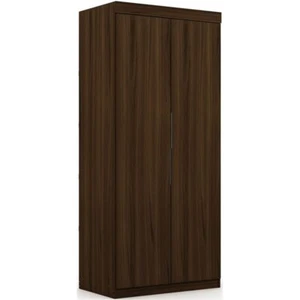 Manhattan Comfort Mulberry Wood Sectional Corner Wardrobe Closet in Brown - Picture 1 of 11