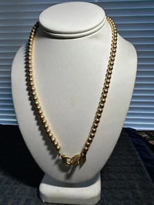 BIG GOLD BEAD 6 MM CANVAS BRAND -DOUBLE LOBSTER CLAW NECKLACE - Picture 1 of 4