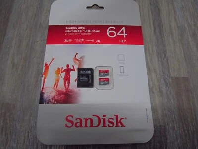 BRAND NEW SanDisk Ultra 64GB(2PACKS ) microSDXC UHS-I Card with Adapter - Image 1 of 4