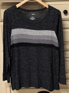 Sonoma Goods For Life Womens Long Sleeves Striped Sweater Black Gray Size L - Picture 1 of 3
