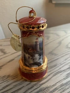 Bradford Exchange THOMAS KINKADE Porcelain LIGHTHOUSE Christmas Ornament - Picture 1 of 4