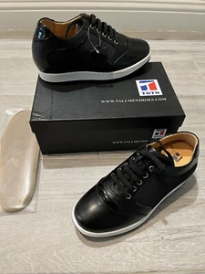 TOTO Men 8 A53272 3.2” Elevator Height Increasing Black Lace Up Sneaker Leather - Picture 1 of 10