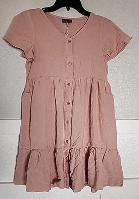 andy evan Girl Dress Short Sleeves Size 12 Dusty Pink Color New With Tag - Image 1 of 4